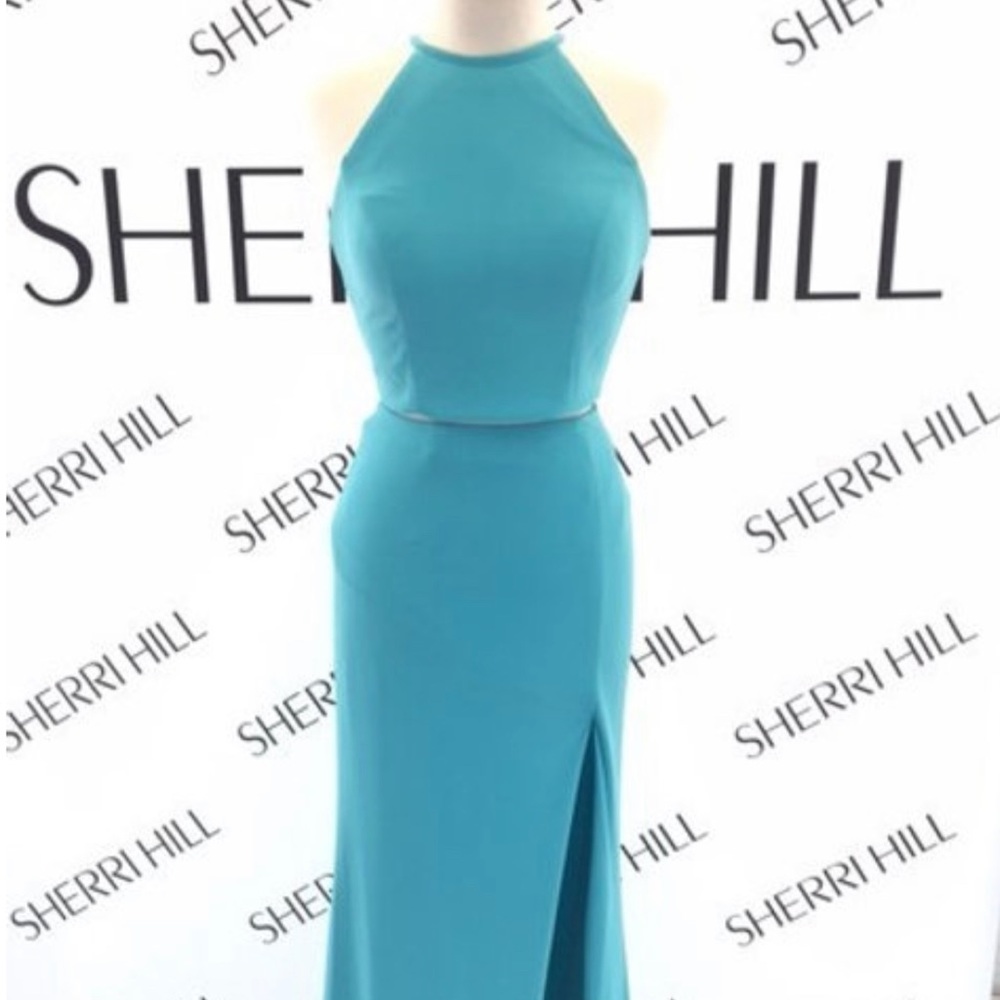 Sherri Hill Prom Dress Style 50784, Size 8, Turquoise, Worn Once, Hemmed